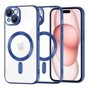 Husa MagSafe pentru Apple iPhone 15, Techsuit, Luxury Crystal, Albastra