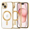 Husa MagSafe pentru Apple iPhone 15, Techsuit, Luxury Crystal, Aurie