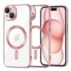 Husa MagSafe pentru Apple iPhone 15, Techsuit, Luxury Crystal, Roz