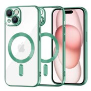 Husa MagSafe pentru Apple iPhone 15, Techsuit, Luxury Crystal, Verde Deschis
