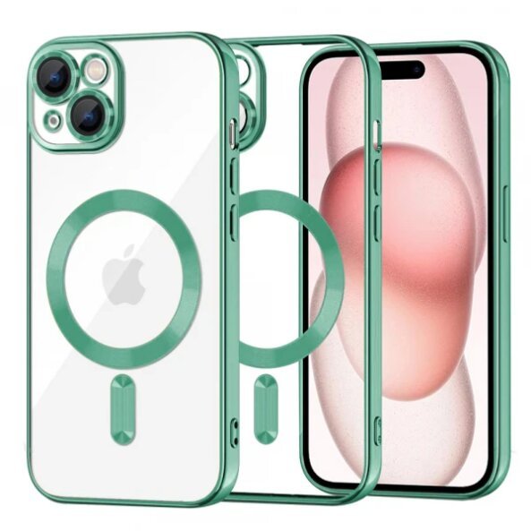 Husa MagSafe pentru Apple iPhone 15, Techsuit, Luxury Crystal, Verde Deschis
