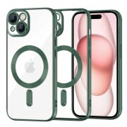 Husa MagSafe pentru Apple iPhone 15, Techsuit, Luxury Crystal, Verde Inchis