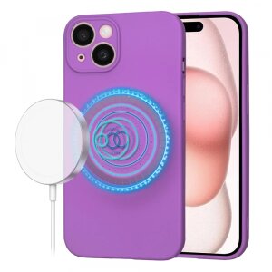 Husa MagSafe pentru Apple iPhone 15, Techsuit, SoftFlex, Mov