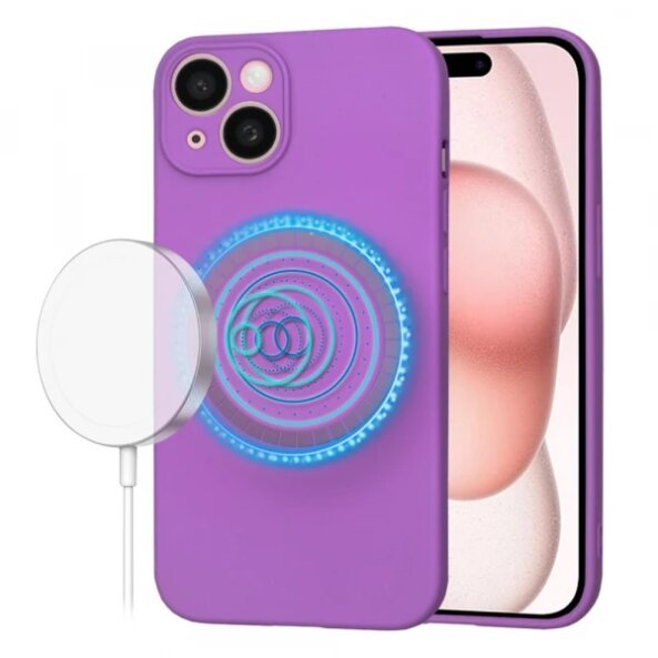 Husa MagSafe pentru Apple iPhone 15, Techsuit, SoftFlex, Mov