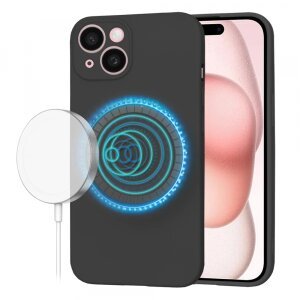 Husa MagSafe pentru Apple iPhone 15, Techsuit, SoftFlex, Neagra