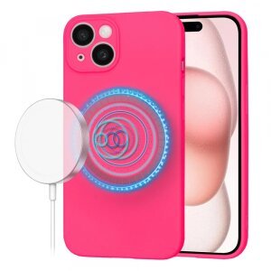 Husa MagSafe pentru Apple iPhone 15, Techsuit, SoftFlex, Roz Inchis