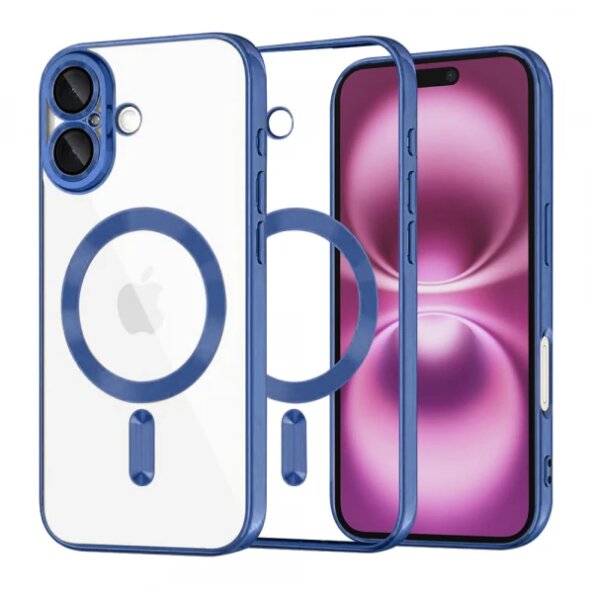 Husa MagSafe pentru Apple iPhone 16 Plus, Techsuit, Luxury Crystal, Albastra