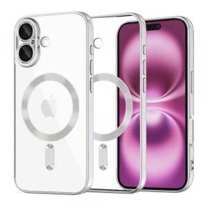 Husa MagSafe pentru Apple iPhone 16 Plus, Techsuit, Luxury Crystal, Argintie
