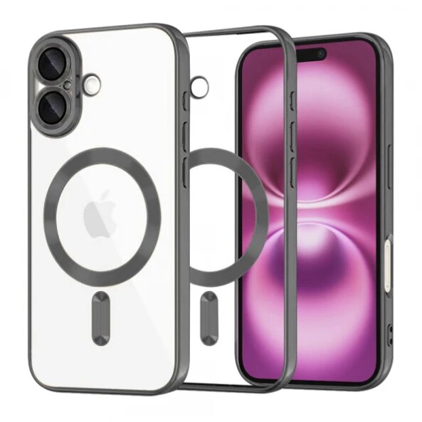 Husa MagSafe pentru Apple iPhone 16 Plus, Techsuit, Luxury Crystal, Neagra