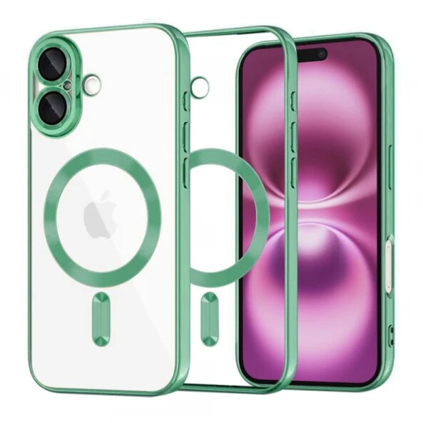 Husa MagSafe pentru Apple iPhone 16 Plus, Techsuit, Luxury Crystal, Verde Deschis