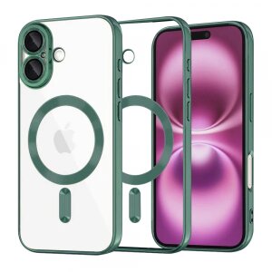 Husa MagSafe pentru Apple iPhone 16 Plus, Techsuit, Luxury Crystal, Verde Inchis