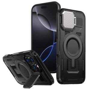 Husa MagSafe pentru Apple iPhone 16 Pro Max, Techsuit, CamVault, Neagra