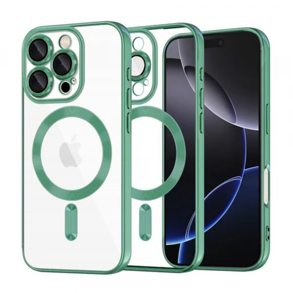 Husa MagSafe pentru Apple iPhone 16 Pro Max, Techsuit, Luxury Crystal, Verde Deschis
