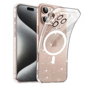Husa MagSafe pentru Apple iPhone 16 Pro Max, Techsuit, SparkleSkin, Transparenta