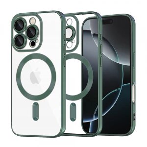 Husa MagSafe pentru Apple iPhone 16 Pro, Techsuit, Luxury Crystal, Verde Inchis