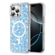 Husa MagSafe pentru Apple iPhone 16 Pro, Techsuit, Sparkly Glitter, Bleu