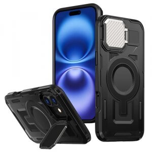 Husa MagSafe pentru Apple iPhone 16, Techsuit, CamVault, Neagra