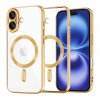 Husa MagSafe pentru Apple iPhone 16, Techsuit, Luxury Crystal, Aurie