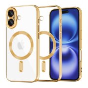 Husa MagSafe pentru Apple iPhone 16, Techsuit, Luxury Crystal, Aurie