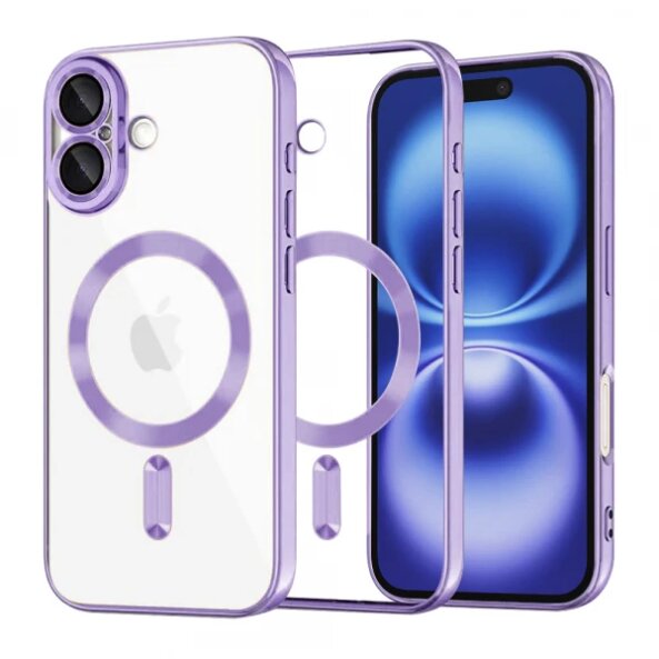 Husa MagSafe pentru Apple iPhone 16, Techsuit, Luxury Crystal, Mov Deschis