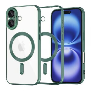 Husa MagSafe pentru Apple iPhone 16, Techsuit, Luxury Crystal, Verde Inchis