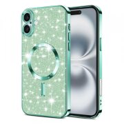 Husa MagSafe pentru Apple iPhone 16, Techsuit, Luxury Glitter, Verde Deschis