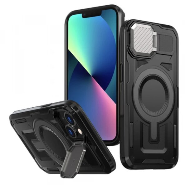 Husa MagSafe pentru Apple iPhone 16e / 14 / 13, Techsuit, CamVault, Neagra