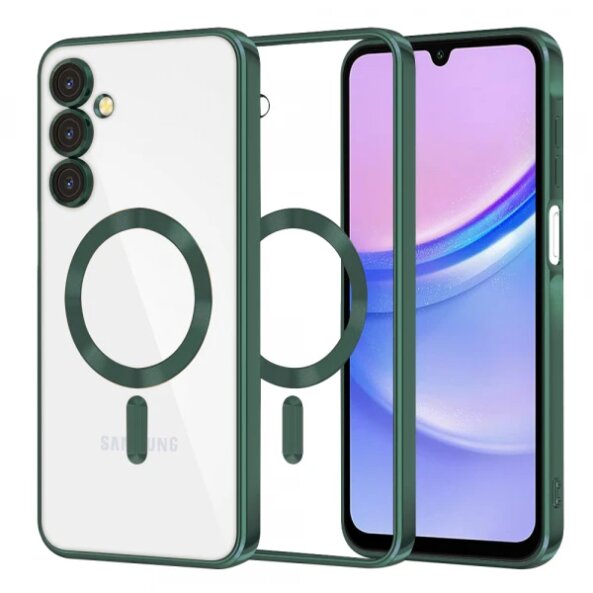 Husa MagSafe pentru Samsung Galaxy A15 5G A156 / A15 A155, Techsuit, Luxury Crystal, Verde Inchis