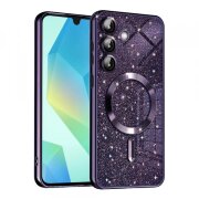 Husa MagSafe pentru Samsung Galaxy A16 5G A166 / A16 4G A165, Techsuit, Luxury Glitter, Mov Inchis
