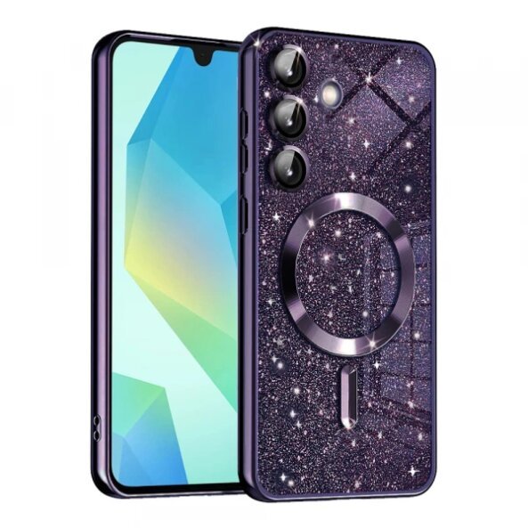 Husa MagSafe pentru Samsung Galaxy A16 5G A166 / A16 4G A165, Techsuit, Luxury Glitter, Mov Inchis