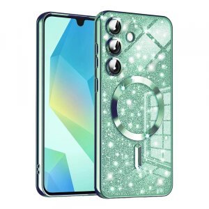 Husa MagSafe pentru Samsung Galaxy A16 5G A166 / A16 4G A165, Techsuit, Luxury Glitter, Verde Deschis