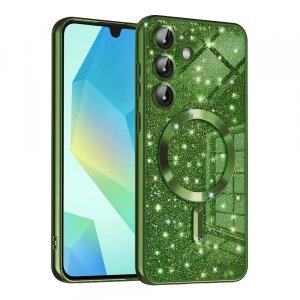 Husa MagSafe pentru Samsung Galaxy A16 5G A166 / A16 4G A165, Techsuit, Luxury Glitter, Verde Inchis