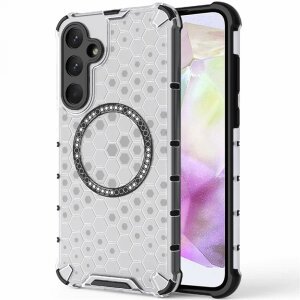 Husa MagSafe pentru Samsung Galaxy A35 5G A356, Techsuit, HoneyComb Shield, Alba