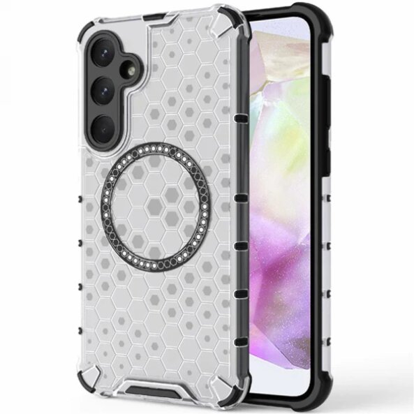 Husa MagSafe pentru Samsung Galaxy A35 5G A356, Techsuit, HoneyComb Shield, Alba