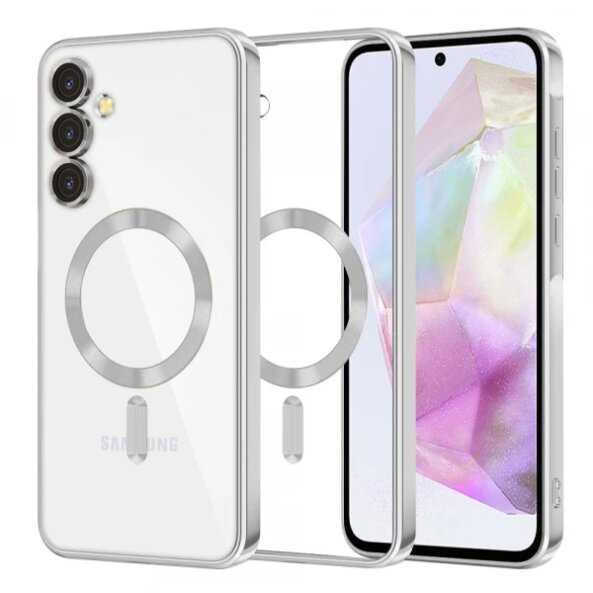 Husa MagSafe pentru Samsung Galaxy A35 5G A356, Techsuit, Luxury Crystal, Argintie