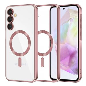 Husa MagSafe pentru Samsung Galaxy A35 5G A356, Techsuit, Luxury Crystal, Roz