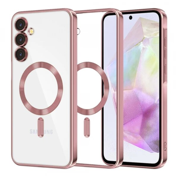 Husa MagSafe pentru Samsung Galaxy A35 5G A356, Techsuit, Luxury Crystal, Roz