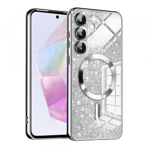 Husa MagSafe pentru Samsung Galaxy A35 5G A356, Techsuit, Luxury Glitter, Argintie