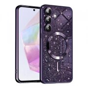 Husa MagSafe pentru Samsung Galaxy A35 5G A356, Techsuit, Luxury Glitter, Mov Inchis