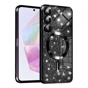 Husa MagSafe pentru Samsung Galaxy A35 5G A356, Techsuit, Luxury Glitter, Neagra