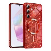 Husa MagSafe pentru Samsung Galaxy A35 5G A356, Techsuit, Luxury Glitter, Rosie