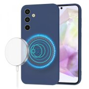 Husa MagSafe pentru Samsung Galaxy A35 5G A356, Techsuit, SoftFlex, Bleumarin