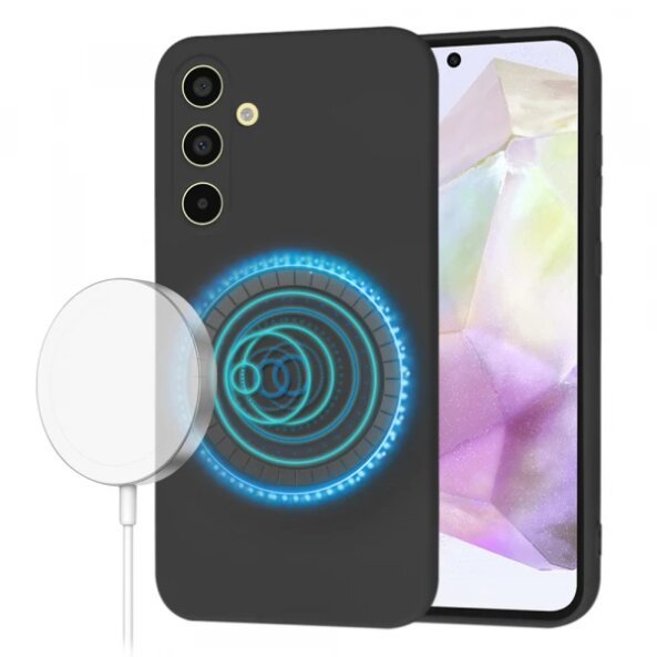 Husa MagSafe pentru Samsung Galaxy A35 5G A356, Techsuit, SoftFlex, Neagra
