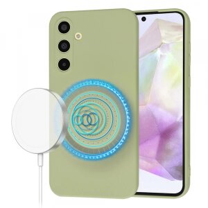 Husa MagSafe pentru Samsung Galaxy A35 5G A356, Techsuit, SoftFlex, Verde Deschis