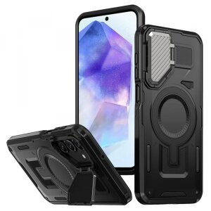 Husa MagSafe pentru Samsung Galaxy A55 5G A556, Techsuit, CamVault, Neagra