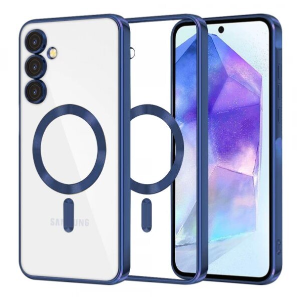 Husa MagSafe pentru Samsung Galaxy A55 5G A556, Techsuit, Luxury Crystal, Albastra