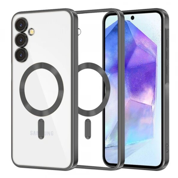 Husa MagSafe pentru Samsung Galaxy A55 5G A556, Techsuit, Luxury Crystal, Neagra