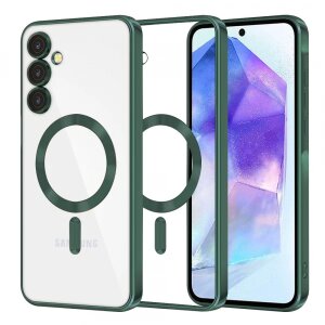Husa MagSafe pentru Samsung Galaxy A55 5G A556, Techsuit, Luxury Crystal, Verde Inchis