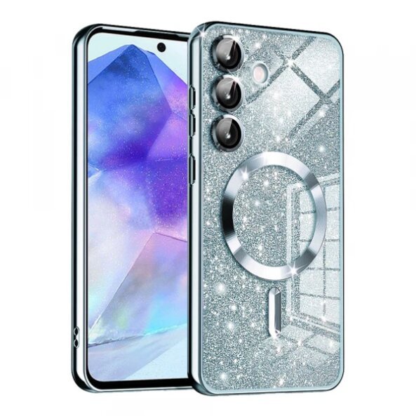 Husa MagSafe pentru Samsung Galaxy A55 5G A556, Techsuit, Luxury Glitter, Bleu