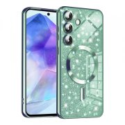 Husa MagSafe pentru Samsung Galaxy A55 5G A556, Techsuit, Luxury Glitter, Verde Deschis